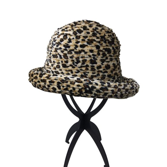 Womens Leopard Pattern 100% Polyester Roll-up Brim Special Occasion/Costume Cloc - Picture 2 of 5